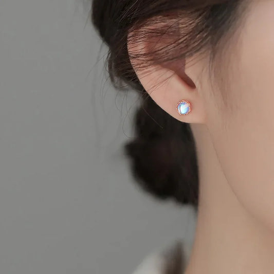 Mini Moonstone Stud Earrings